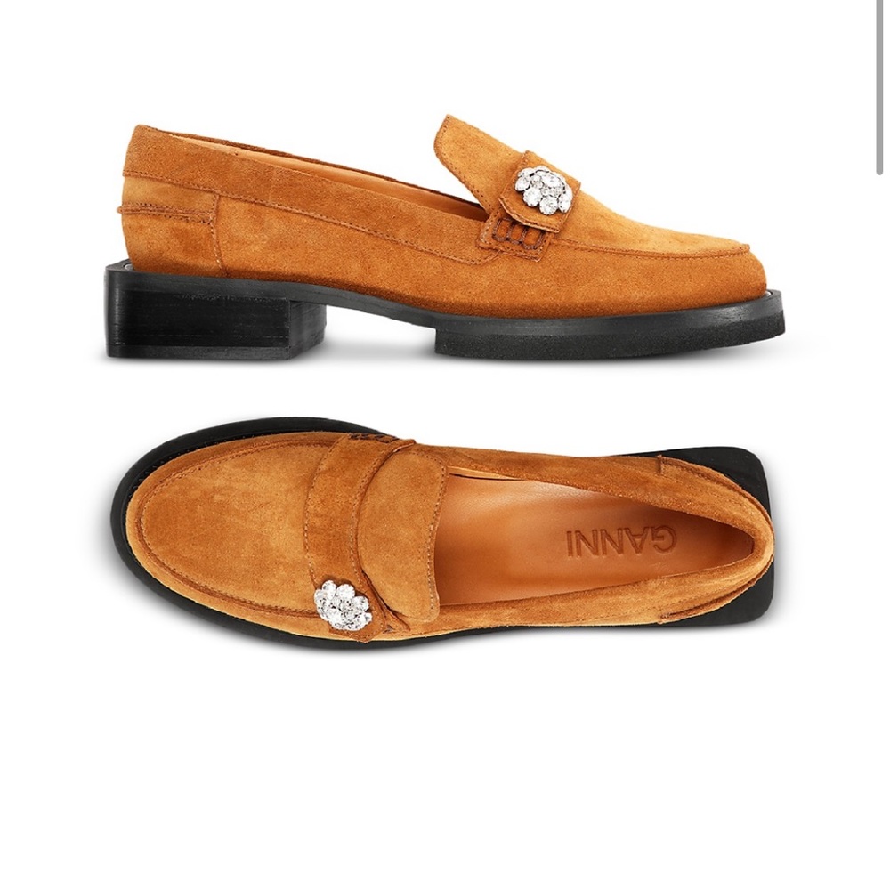 NWOT Ganni Suede Loafers